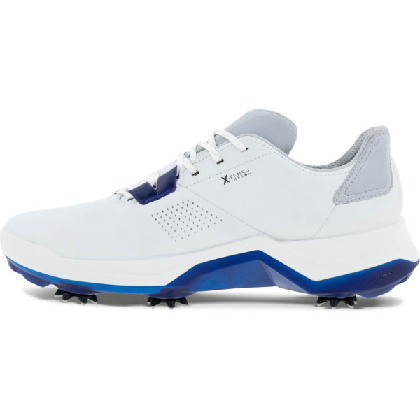 Ecco Biom G5 Vandtætte Herre Golfsko Med Spikes - White/Blue Depths