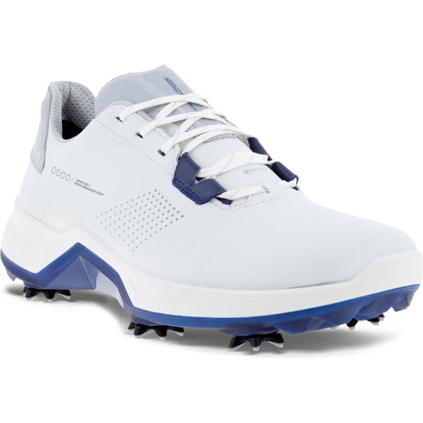 Ecco Biom G5 Vandtætte Herre Golfsko Med Spikes - White/Blue Depths