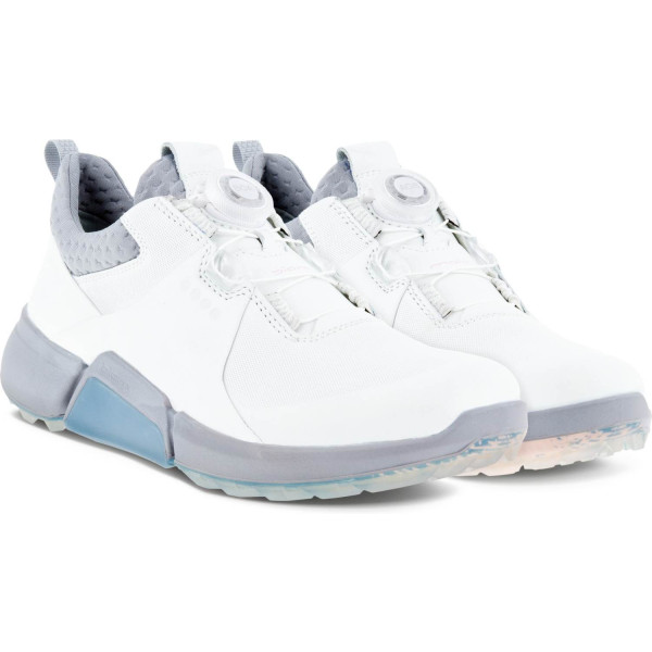 Ecco Biom Hybrid 4 BOA Vandtætte Dame Golfsko Uden Spikes - White/Silver Grey