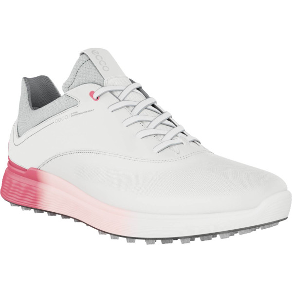 Ecco S-Three (2023) Vandtætte Dame Golfsko Uden Spikes - White/Bubblegum