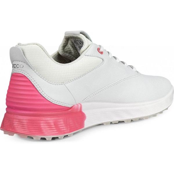 Ecco S-Three (2023) Vandtætte Dame Golfsko Uden Spikes - White/Bubblegum