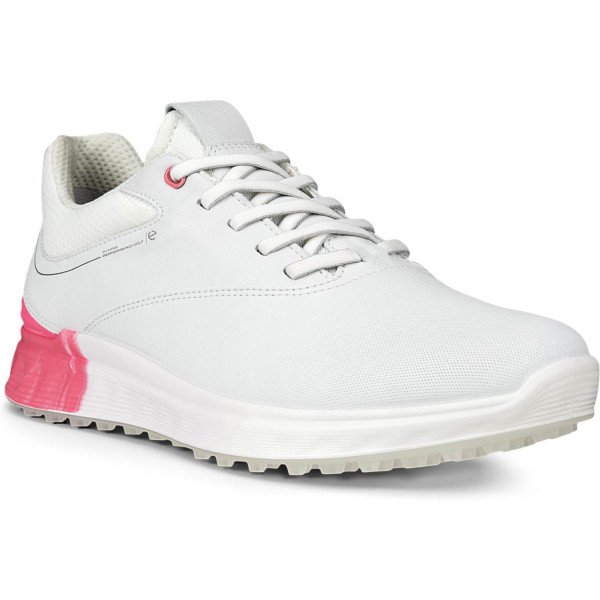 Ecco S-Three (2023) Vandtætte Dame Golfsko Uden Spikes - White/Bubblegum