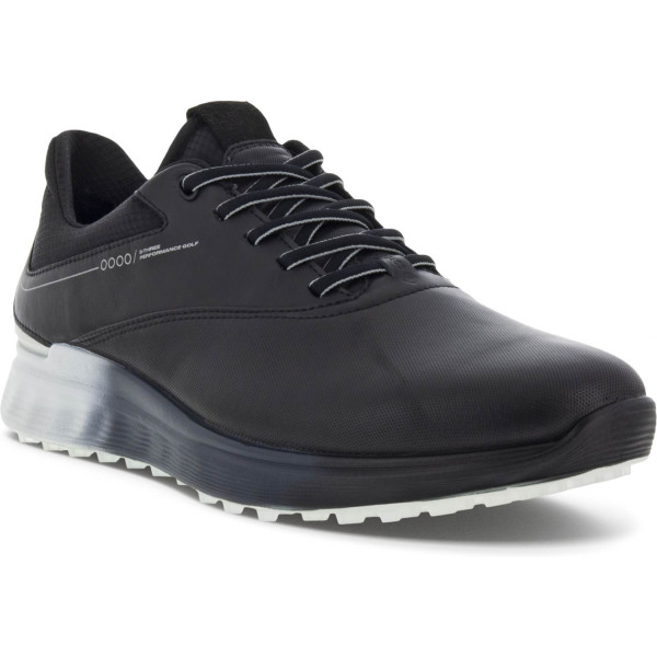 Ecco S-Three (2023) Vandtætte Herre Golfsko Uden Spikes - Black/Concrete/Black