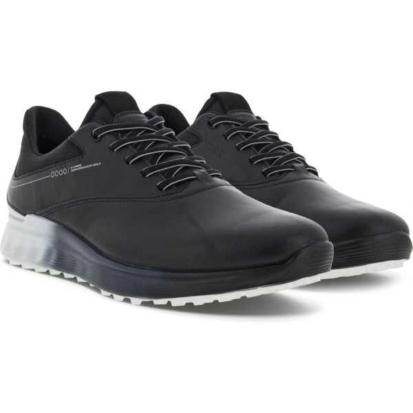 Ecco S-Three (2023) Vandtætte Herre Golfsko Uden Spikes - Black/Concrete/Black