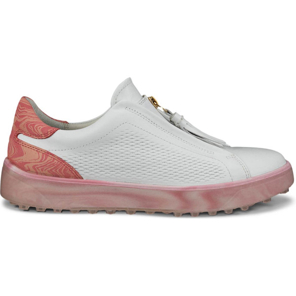Ecco Tray Dame Golfsko Uden Spikes - Bright White/Bubble Gum