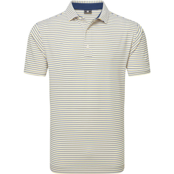 FootJoy Balance Stripe Lisle Herre Poloshirt - White/Navy/Grey