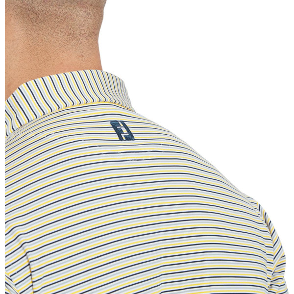 FootJoy Balance Stripe Lisle Herre Poloshirt - White/Navy/Grey