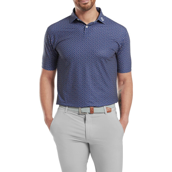 FootJoy Bounch Print Pique Herre Poloshirt - Dark Denim