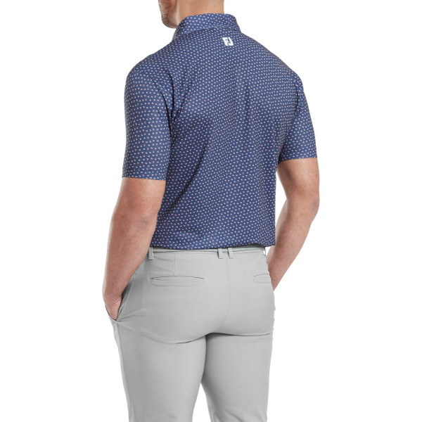 FootJoy Bounch Print Pique Herre Poloshirt - Dark Denim