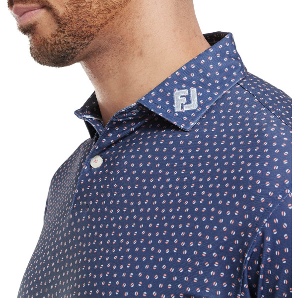 FootJoy Bounch Print Pique Herre Poloshirt - Dark Denim