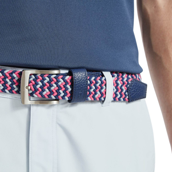 FootJoy Braided Herre Bælte - White/Navy/Hot Pink