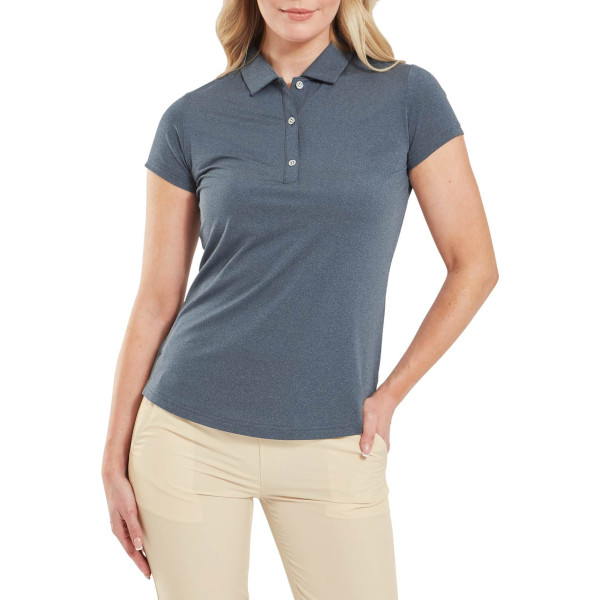 FootJoy Cap Sleeve Lisle Dame Poloshirt - Heather Navy