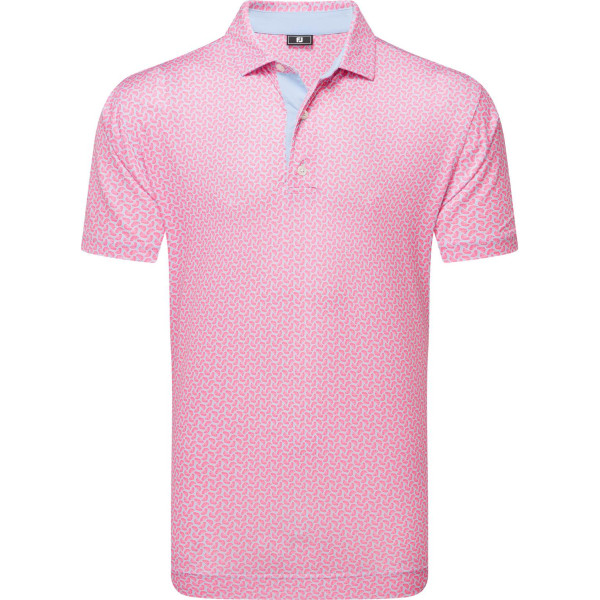 FootJoy Citrus Print Lisle Herre Poloshirt - White/Light Pink