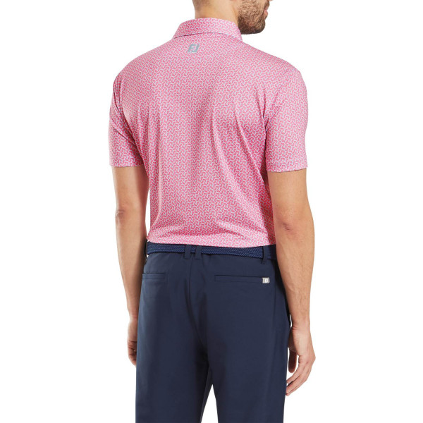 FootJoy Citrus Print Lisle Herre Poloshirt - White/Light Pink
