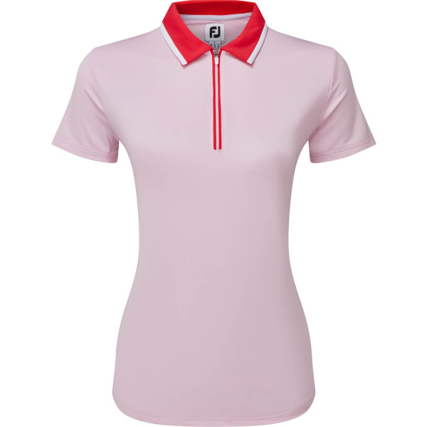 FootJoy Colour Block Cap Sleeve Dame Poloshirt - Pink/Red