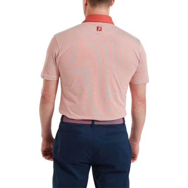 FootJoy Feeder Stripe Pique Herre Poloshirt - Nantucket Red