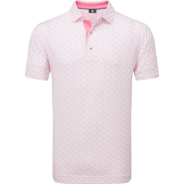 FootJoy Figure Print Lisle Herre Poloshirt - White/Light Pink