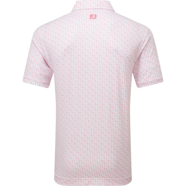 FootJoy Figure Print Lisle Herre Poloshirt - White/Light Pink