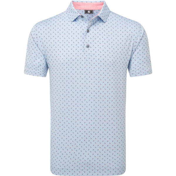 FootJoy Flower Bud Foulard Lisle Herre Poloshirt - Skyway