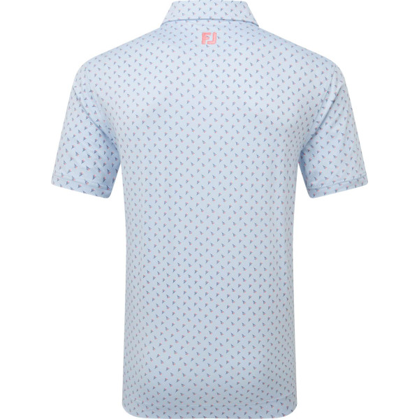 FootJoy Flower Bud Foulard Lisle Herre Poloshirt - Skyway
