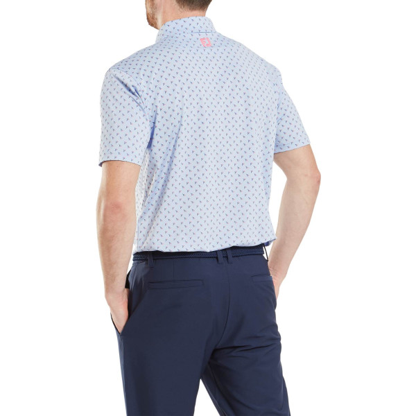 FootJoy Flower Bud Foulard Lisle Herre Poloshirt - Skyway