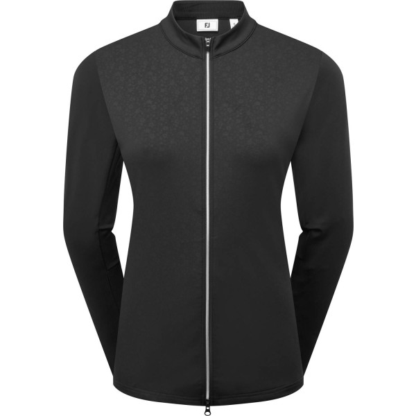 FootJoy Full-Zip Debossed Midlayer Dame Cardigan - Black