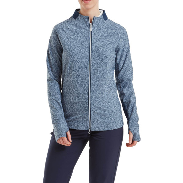 FootJoy Full-Zip Space Dye Thermal Midlayer Dame Cardigan - Navy