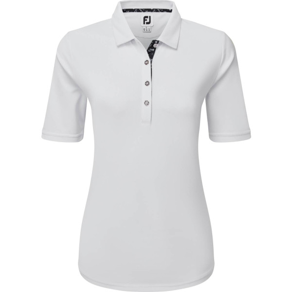 FootJoy Half Sleeve Solid Pique Dame Poloshirt - White