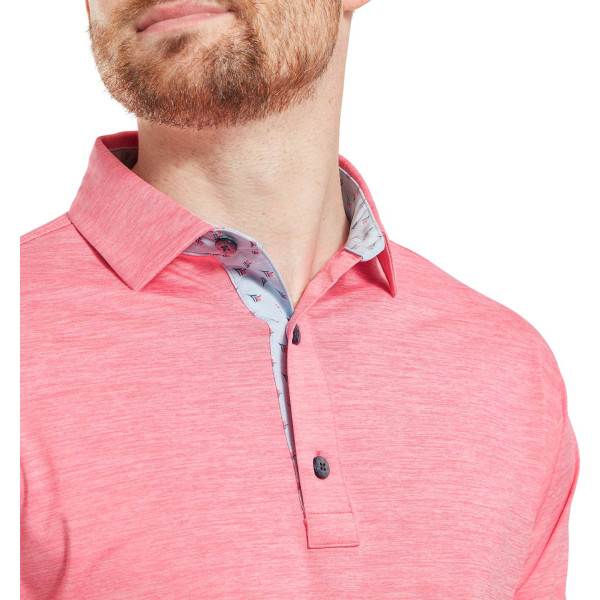 FootJoy Heather Lisle Herre Poloshirt - White/Pink