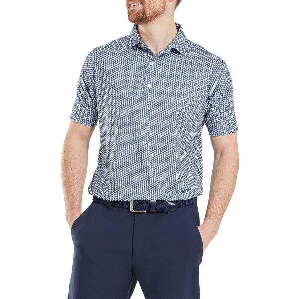 FootJoy Houndstooth Geo Lisle Herre Poloshirt - Navy