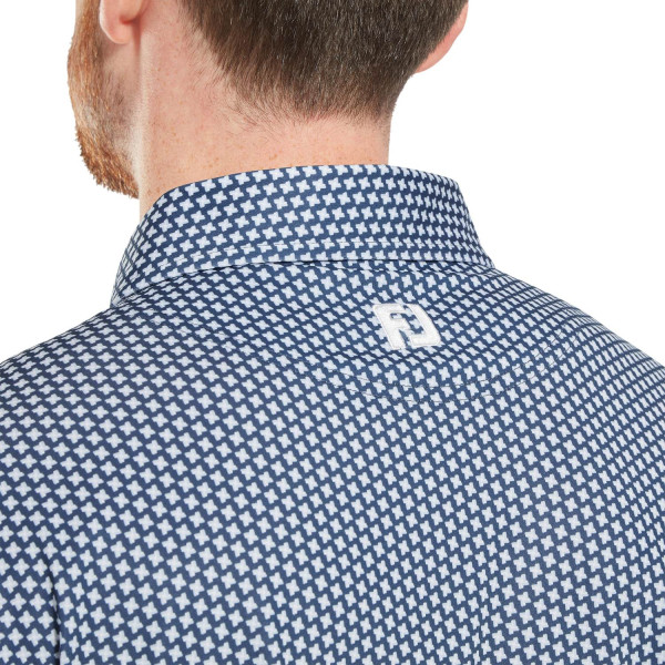 FootJoy Houndstooth Geo Lisle Herre Poloshirt - Navy