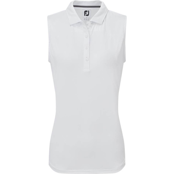 FootJoy Mesh Back Solid Lisle Dame Poloshirt Uden Ærmer - White