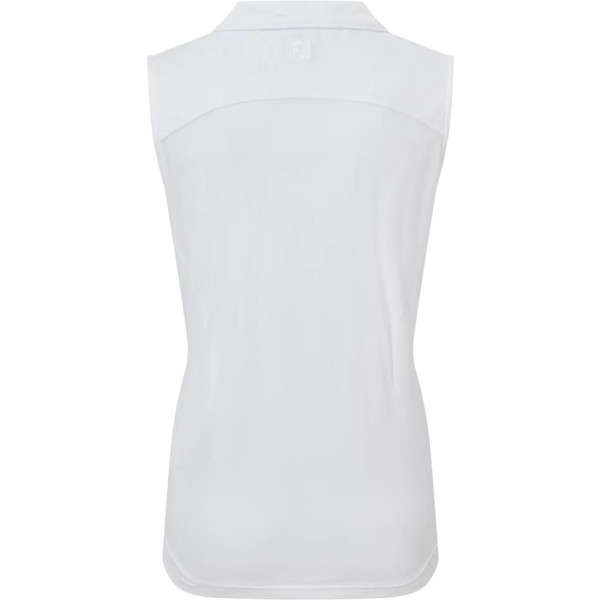 FootJoy Mesh Back Solid Lisle Dame Poloshirt Uden Ærmer - White