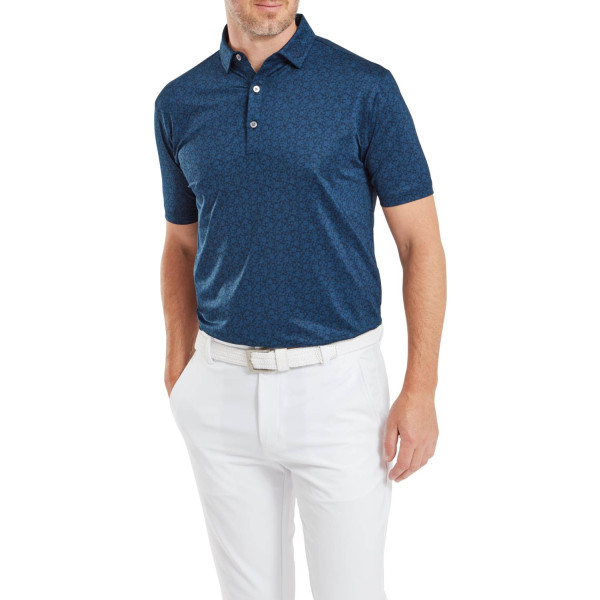 FootJoy Painted Floral Lisle Herre Poloshirt - Navy
