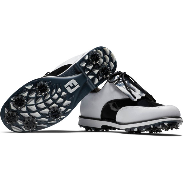 FootJoy Premiere Series (2023) Vandtætte Dame Golfsko Med Spikes - White/Black Patent/White