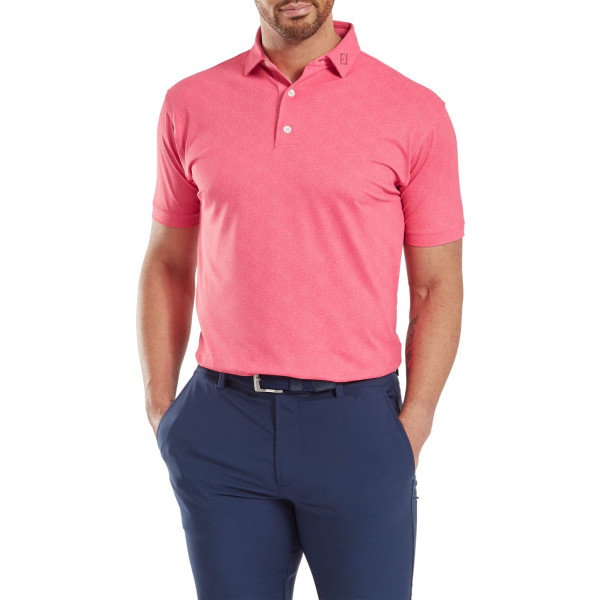FootJoy Speckle Print Pique Herre Poloshirt - Red/Pink Floral