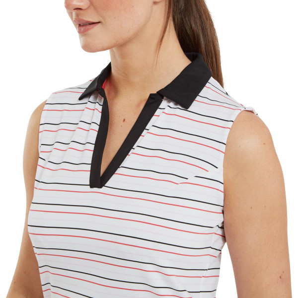 FootJoy Striped Sleeveless Dame Poloshirt - Black
