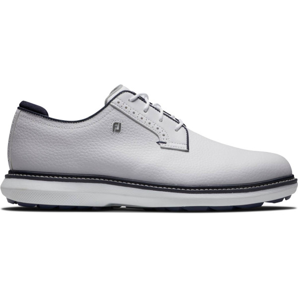 FootJoy Traditions Blucher Vandtætte Herre Golfsko Uden Spikes - White/White/Navy