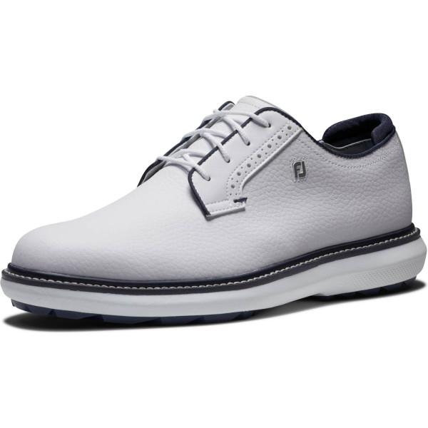 FootJoy Traditions Blucher Vandtætte Herre Golfsko Uden Spikes - White/White/Navy