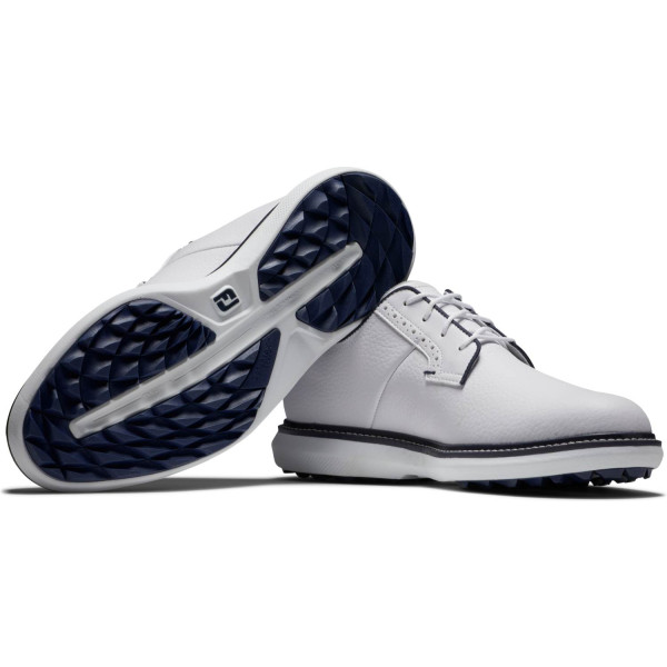 FootJoy Traditions Blucher Vandtætte Herre Golfsko Uden Spikes - White/White/Navy