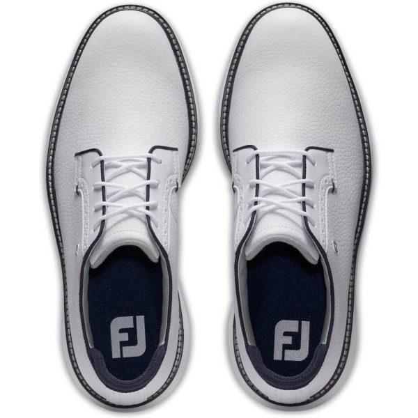 FootJoy Traditions Blucher Vandtætte Herre Golfsko Uden Spikes - White/White/Navy