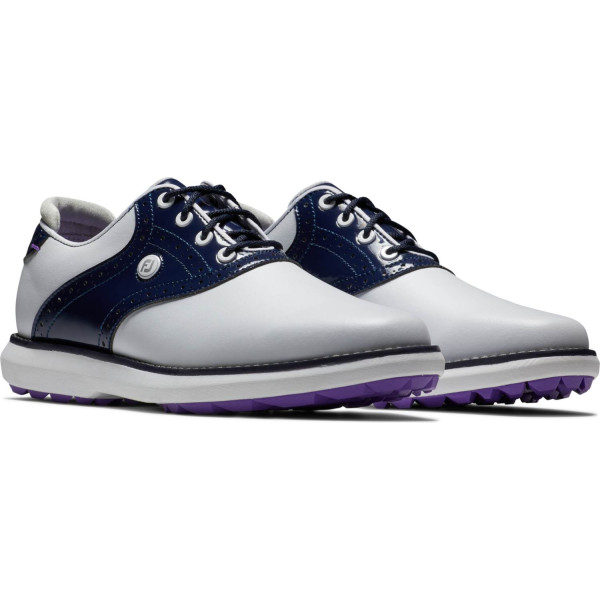 FootJoy Traditions Vandtætte Dame Golfsko Uden Spikes - White/Navy/Purple