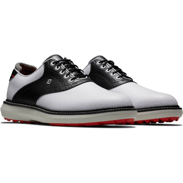 FootJoy Traditions Vandtætte Herre Golfsko Uden Spikes - White/Black/Grey