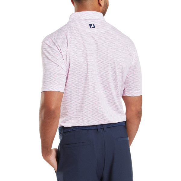 FootJoy Wiggle Print Lisle Herre Poloshirt - White/Light Pink