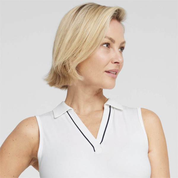 Puma Cloudspun Piped (2024) Dame Poloshirt Uden Ærmer - White Glow