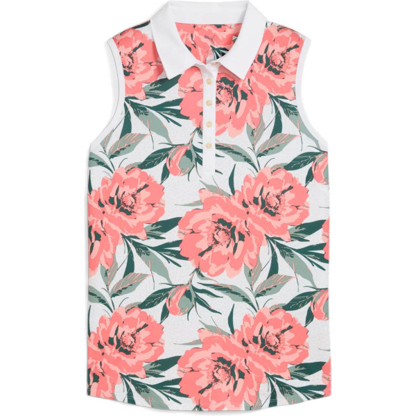 Puma MATTR Beautiful Game Dame Poloshirt Uden Ærmer - White Glow/Peach Frost