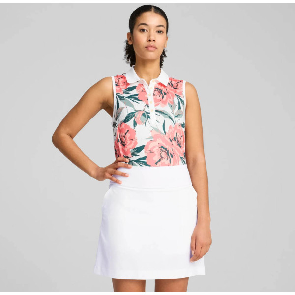 Puma MATTR Beautiful Game Dame Poloshirt Uden Ærmer - White Glow/Peach Frost