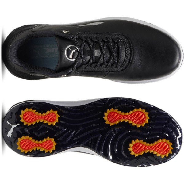 Puma Phantomcat Nitro Plus Vandtætte Herre Golfsko Med Spikes - Puma Black/Puma Silver/Yellow Sizzle