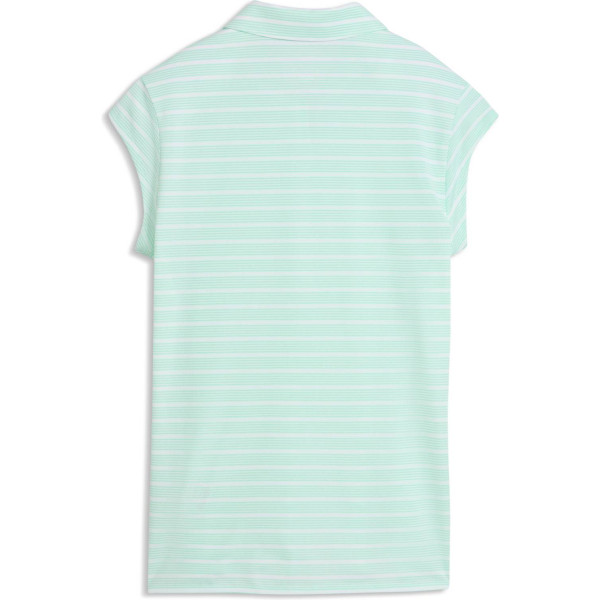 Puma Pique YD Stripe Cap Sleeve Dame Poloshirt Uden Ærmer - White Glow/Mint Jelly