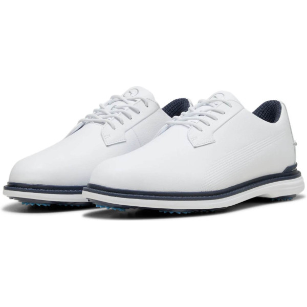 Puma ROYALE Vandtætte Herre Golfsko Med Spikes - Puma White/Deep Navy/Team Light Blue